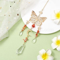 Сердолик со стеклянными подвесками HJEW-TA00129-02