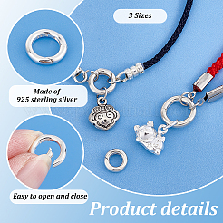 3 шт. 3 стиля 925 кольца с пружинным затвором из стерлингового серебра FIND-PH0023-41