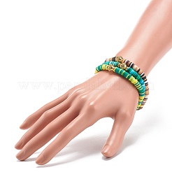 7шт 7 цвета ручной полимерной глины диска серфер стрейч браслеты набор&nbsp;BJEW-JB08798