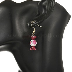 Boucles d'oreilles pendantes en porcelaine imprimée et verre&nbsp;EJEW-JE07486