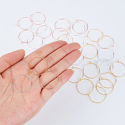 真鍮のワイングラスのチャームリング  フープピアスパーツ  ミックスカラー  25x0.8mm  150個/セット&nbsp;KK-SC0001-18