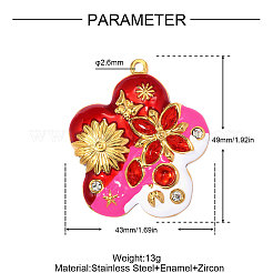 304 Edelstahl-Emaille-Anhänger&nbsp;STAS-OY014-37G-01