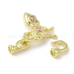 Латунные микропаве с фианитами розового цвета&nbsp;LS-KK-K371-12G