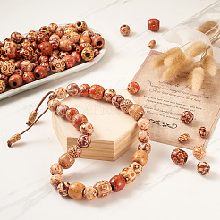 Печатные бусы из натурального дерева&nbsp;WOOD-TA0001-14