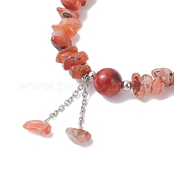 Braccialetti con ciondoli in perline di agata rossa naturale per donna&nbsp;BJEW-JB12296-02