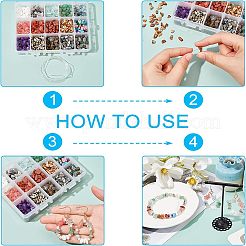 Натуральные и синтетические смешанные бусины из драгоценных камней и стеклянной крошки G-NB0002-07