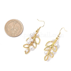 Серьги-подвески в форме листьев из латунной ракушки&nbsp;EJEW-TA00725