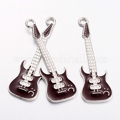 合金エナメルチャーム  ギター  鉛フリー及びカドミウムフリー  コーヒー  プラチナ  約62mm長  18.5 mm幅  2mm  厚い  穴：3mm&nbsp;EA822Y-1