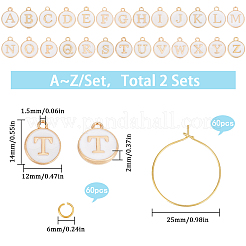 Наборы для самостоятельного изготовления колец с заглавными буквами a~z из латуни и эмали для бокалов с вином&nbsp;DIY-SC0024-59B