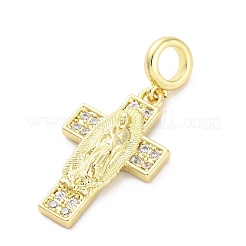 Латунные микро-паве кубические цирконии европейская подвеска Дева Мария KK-D325-27G-04