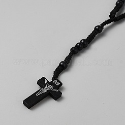 Collana con rosario in cordino di poliestere&nbsp;NJEW-WH0002-243A