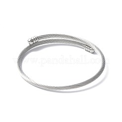 Brazalete abierto de acero inoxidable 304 con cuentas ovaladas&nbsp;X1-BJEW-C031-01P