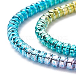 Fili di perline di ematite sintetica non magnetica con placca color arcobaleno&nbsp;G-L489-G01