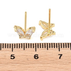 Aretes de latón con micro pavé de circonio cúbico para mujer&nbsp;KK-A305-06G-01