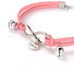 Pelle cavo di collegamento in ottone infinito bracciali&nbsp;BJEW-JB01952-02