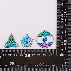 12個6スタイル304ステンレススチールペンダント  混合形状  虹色  19~32x25~35x1~2mm  穴：1.2~1.5mm  2個/スタイル&nbsp;STAS-SZ0002-56M