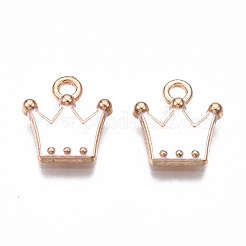 合金チャーム  カドミウムフリー＆鉛フリー  エナメル  クラウン  ライトゴールド  乳白色  11.5x10.5x2mm  穴：1.5mm&nbsp;LS-ENAM-S115-063A