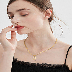 1 collar con colgante de letra de acero inoxidable 304&nbsp;NJEW-LP0001-33Q-G