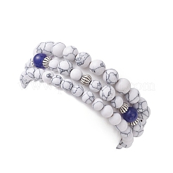 Регулируемые эластичные браслеты из натурального и окрашенного малайзийского нефрита и синтетического говлита&nbsp;BJEW-JB13029