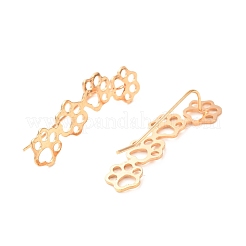 合金ダングルピアス  犬の足跡  ゴールドカラー  28.5x9.5mm  ピン：0.6mm&nbsp;EJEW-F270-08G