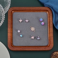 Квадратный деревянный поднос для хранения ювелирных изделий с тканевым ковриком из микрофибры внутри&nbsp;ODIS-WH0030-37B-03