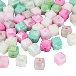 50 шт. 5-х цветные гальванические непрозрачные стеклянные бусины&nbsp;EGLA-TA0013-16