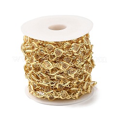 Цепочка из латуни со стеклянным звеном ручной работы в форме сердца CHC-M024-04G-03