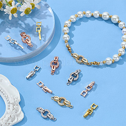 6 комплект 3-х цветных латунных застежек с микропаве из прозрачного кубического циркония&nbsp;KK-ME0003-48