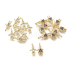 Pendentifs avec zircon cubiques à micro-pavés en laiton&nbsp;KK-D339-02G-02