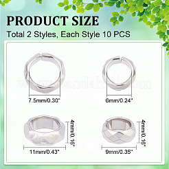 20 шт. 2 стиля 304 нержавеющая сталь разделительные бусины&nbsp;STAS-UN0041-15