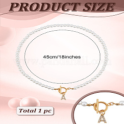 1 шт. латунные прозрачные кубические цирконии ожерелья с подвесками в виде букв&nbsp;NJEW-LP0001-32A