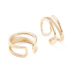 Латунные кольца из манжеты с прозрачным цирконием RJEW-F102-04G