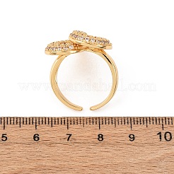 Регулируемые латунные кольца-манжеты с микропаве из кубического циркония для женщин RJEW-B139-08G-03