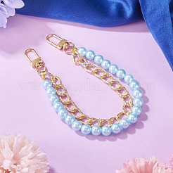 АБС-пластик имитация жемчуга и алюминиевые цепи для панциря сумки удлинители цепи HJEW-TAC0073