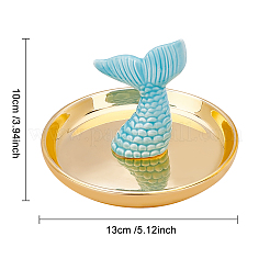 Porte-bague queue de poisson en porcelaine&nbsp;DJEW-WH0011-30