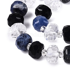 Colliers de perles en obsidienne naturelle&nbsp;G-Q614-03A-04