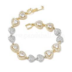 Herzförmige Gliederarmbänder mit Mikropavé-Fassung aus klaren Zirkonia für Damen&nbsp;BJEW-C156-08B-GP