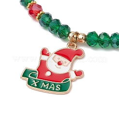 5 шт. браслеты из стеклянных бусин с рождественской тематикой BJEW-JB11184