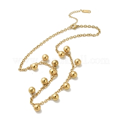 Ожерелья из нержавеющей стали 304 с круглыми шариками и кисточками для женщин&nbsp;LS-NJEW-C088-02G