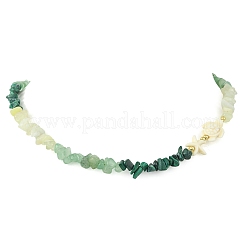 Colliers en aventurine verte naturelle et malachite naturelle&nbsp;NJEW-JN06632