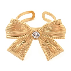 Кольца-манжеты из нержавеющей стали 304 со стразами и бантом для женщин&nbsp;RJEW-Z051-04G