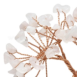 Украшения из натурального розового кварца в виде дерева жизни с кошачьими фигурками&nbsp;DJEW-K025-03B