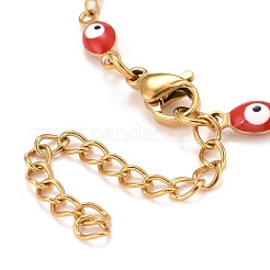 Bracelet chaînes à maillons œil de cheval en émail&nbsp;BJEW-P271-05G-02