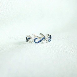 Кольца для пальцев из стерлингового серебра с микропаве из кубических цирконий в форме волны&nbsp;FS-WGA19D0-02