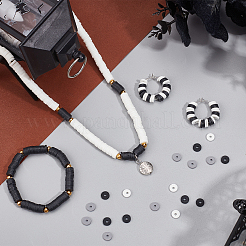 12 нить 3-х цветных плоских круглых бусин из полимерной глины ручной работы CLAY-PH0001-70