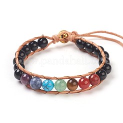 Tigre naturale bracciali cavo occhio perline&nbsp;BJEW-E351-02G