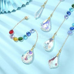 Стеклянные подвесные украшения в форме капли/конуса&nbsp;HJEW-JM01163