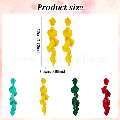 4 пара двухцветных акриловых сережек-гвоздиков с лепестками EJEW-AN0003-78