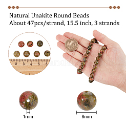 Природные Unakite круглых бусин пряди G-NB0004-87B