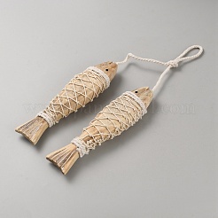 Подвесные украшения из дерева в виде рыбы&nbsp;HJEW-WH20011-01